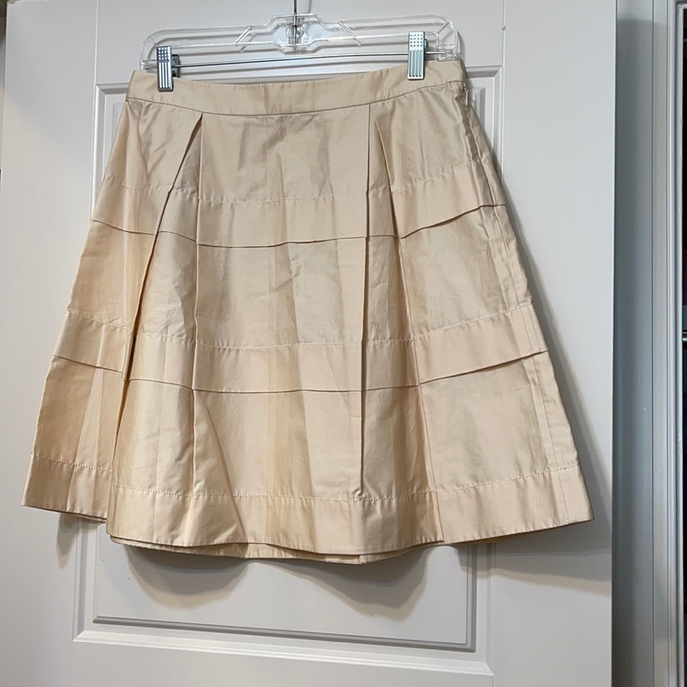 J.Crew A-line, pleated, sateen skirt.